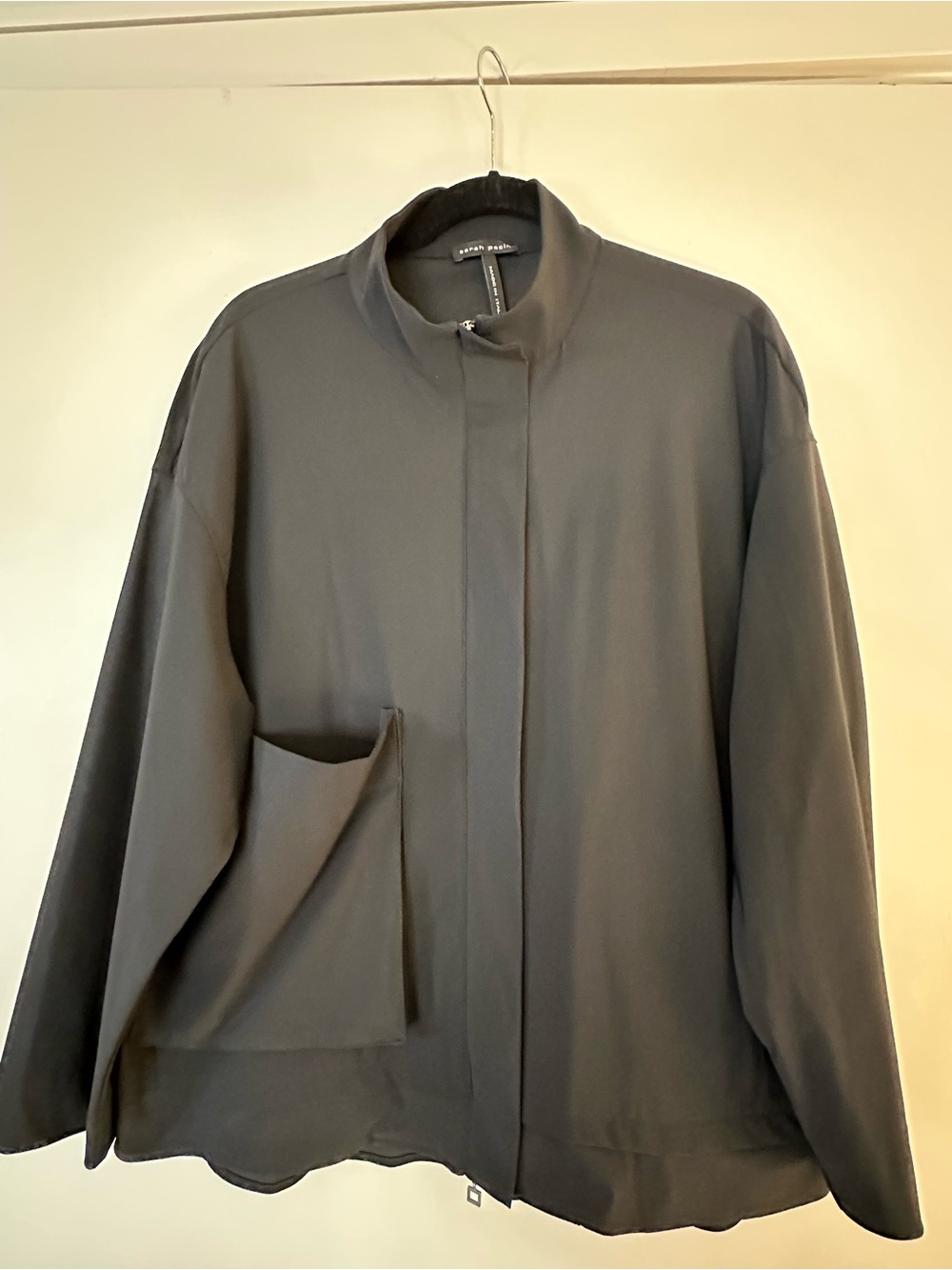 Sarah Pacini Black Zip-Front Collar Jacket